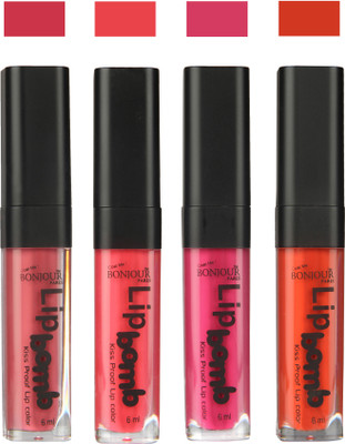 

Bonjour Paris Matte Lipstick(24 ml, Nute-Peach-Fuchsia-Brick Orange)