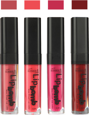 

Bonjour Paris Matte Lipstick(24 ml, Nute-Peach-Fuchsia-Brown)