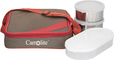 

Carrolite Century Squarefit Red-Brown 3 Containers Lunch Box(650 ml), Multicolor