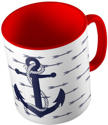 

MiiCreations Printed Two Tone Red And White Arrow Ceramic Mug(325 ml), Red;white