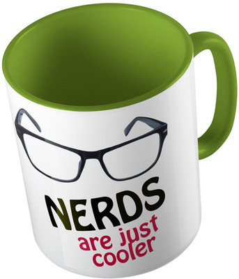 

MiiCreations Printed Two Tone Green And White Nerds Are Just Cooler Ceramic Mug(325 ml), Green;white