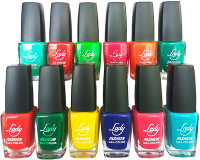 

Lady Fashion Insta Dry Pure Colour Nail polish(Set Of 12 Nail Polish)02 Multicolor,(Pack of 12)