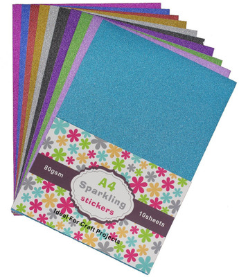 

Shrih Sparkling Sticker Card Unruled A4 Craft paper(Set of 1, Multicolor)