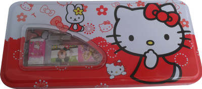 

13-HI-13 Themed Flowers Art Metal Pencil Box(Set of 1, Multicolor)