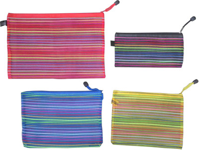 

13-HI-13 Themed Flowers Art Plastic Pencil Box(Set of 4, Multicolor)