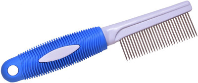 

SRI Pet Hair Flea Comb Stainless Steel Pin Dog Grooming Brush With Soft Grip Handle- Blue Rakes for Dog