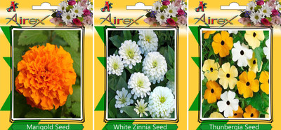 

Airex Marigold, White Zinnia, and Thunbergia Seed(15 per packet)