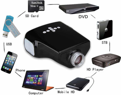 

VibeX ® E03 TV Mini Home Theater Multimedia Beamer 50 lm LED Corded Portable Projector(Black)
