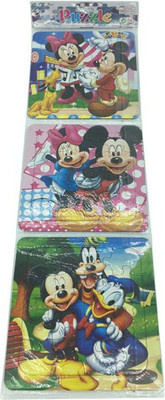 

Funcart Funcart 3 pieces puzzle set - mickey & minnie mouse with drawing book at back side(3 Pieces)