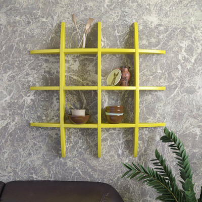 

BM Wood Furniture Wooden Wall Shelf(Number of Shelves - 12, Yellow)