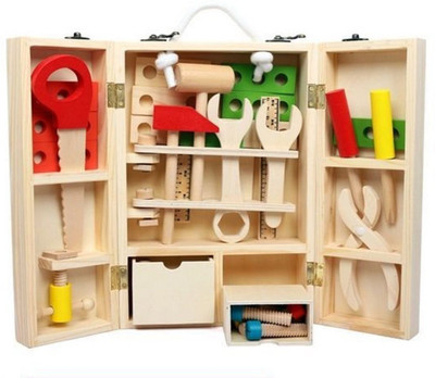 Shrih Wooden Carpenter Tool Box Play Set