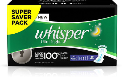 Whisper Ultra Overnight - Xl Wings Sanitary Pad(Pack of 30)