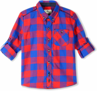 

Cherry Crumble California Baby Girl's Checkered Casual Red Shirt, Red blue