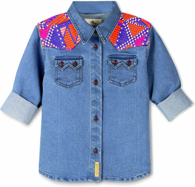 

Cherry Crumble California Girls Solid Casual Blue Shirt, Blue orange