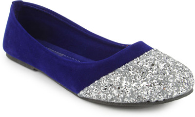 

CUTE FEET Cute Feet Blue Velvet with sparkle Belly Bellies For Women(Blue, Silver