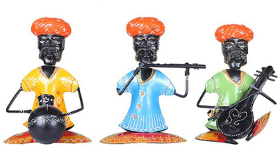 

Apkamart Handicraft Rajasthani Musician Showpiece Set of 3 - Handcrafted Figurines for Home Decoration and Gifts Decorative Showpiece - 25 cm(Iron, Multicolor)
