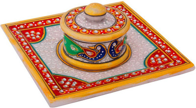 

Halowishes Marble Made Gemstone Jewellery box with Tray Stores Jewellery Vanity Box(White)