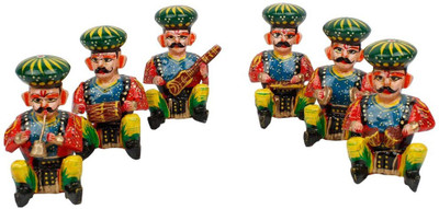 

Nil Rajasthani 6 Piece Musician Bawla Set in Wood Handicraft Gift Decorative Showpiece - 9 cm(Wooden, Multicolor)