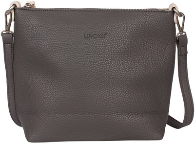 Luvoksi Women Casual Grey, Beige Leatherette Sling Bag, Beige;grey