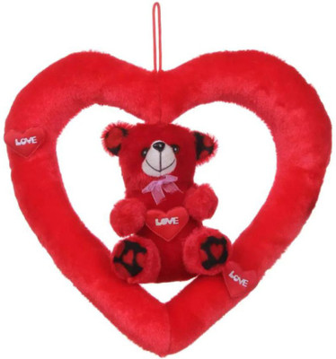 

Pari Multicolor Soft Teddy Heart - 35 cm(Red Black)