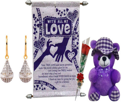 

Natali Traders Greeting Card, Soft Toy, Artificial Flower Gift Set