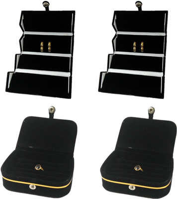 

Addyz combo of 2 Earing and 2 Ring Box jewellery Vanity Box(Black)