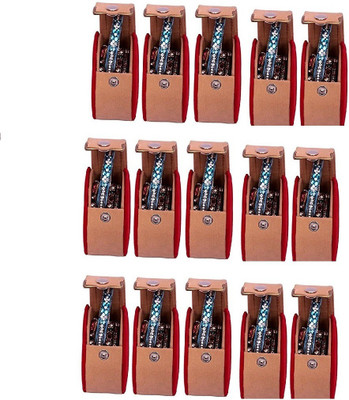 

Addyz Pack of 15 Round Bangle small Box Travel Case jewellery Vanity Box(Brown, Red)