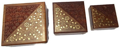 

Desi Karigar Wooden Jewellery Box Jewellery Vanity Box(Brown)