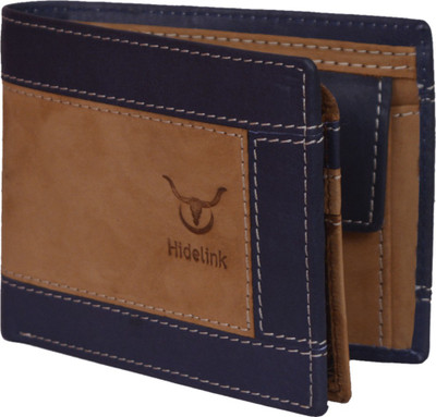 

Hidelink Men Tan Genuine Leather Wallet(9 Card Slots), Tan & blue