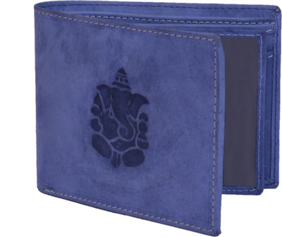 

Hidelink Men Blue Genuine Leather Wallet(9 Card Slots), Denim blue