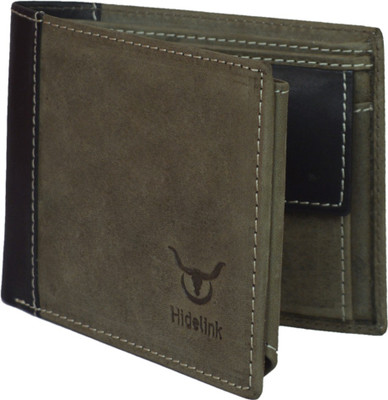 

Hidelink Men Green Genuine Leather Wallet(9 Card Slots), Olive