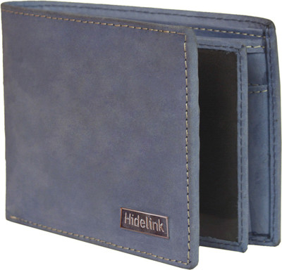 

Hidelink Men Blue Genuine Leather Wallet(9 Card Slots)