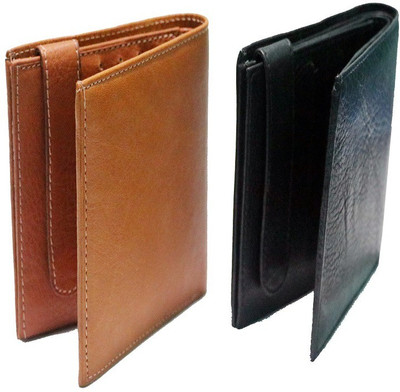 

ARIZIC Men Black, Brown Genuine Leather Wallet(10 Card Slots)