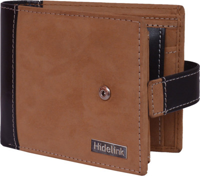 

Hidelink Men Casual Brown, Black Genuine Leather Wallet(9 Card Slots), Tan