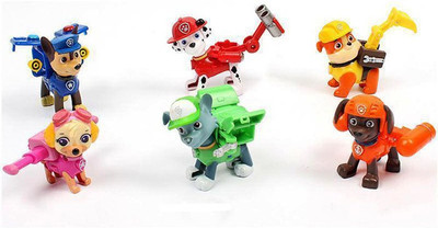

Paw Patrol Figures - Rocky, Zuma, Skye, Rubble, Marshall & Chase - Set of 6(Multicolor)