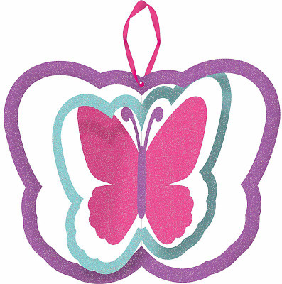 

Funcart Wooden glitter Spinning Butterfly with pink ribbon hanging