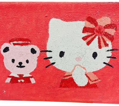 

Funcart Painting kit DIY(do it yourself) withcanvas board, frame stand, brush & paint set - Hello Kitty