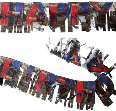 

Funcart Silver foil Happy birthday letter banner Spiderman Banner(4 ft, Pack of 1)