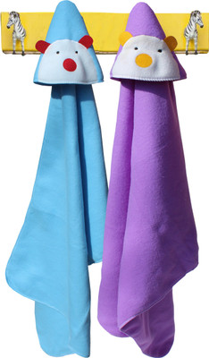 

My NewBorn Self Design  Hooded Baby Blanket(Polyester, Purple, Light Blue, Light blue;purple