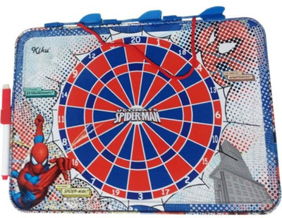 

Funcart 2 in 1 SpiderMan Themed Magnetic Dart Game and White Board / Slate With Darts and White Board Marker Board Game