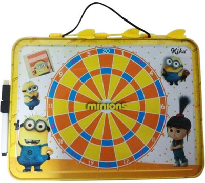 

Funcart 2 in 1 Minion Themed Magnetic Dart Game and White Board / Slate With Darts and White Board Marker Board Game