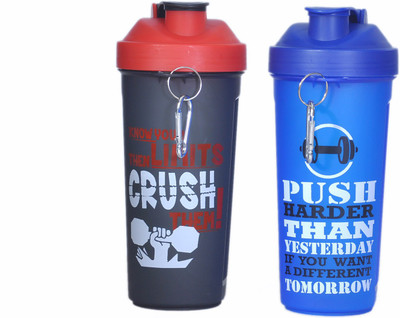 

SKI Water Bottle GYM SHAKER BB 600 ml Shaker(Pack of 2, Blue, Black), Black;blue