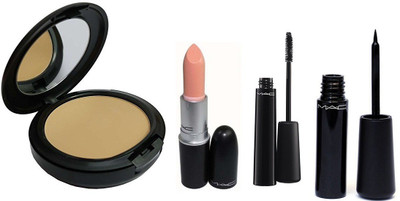 

Imported MAC studio fix Compact & japanise maple lipstick & multi-effect mascara & liquidlast eyeliner(Set of 4)