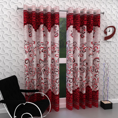 

Panipat Textile Hub 213 cm (7 ft) Polyester Door Curtain (Pack Of 2)(Floral, Marron)