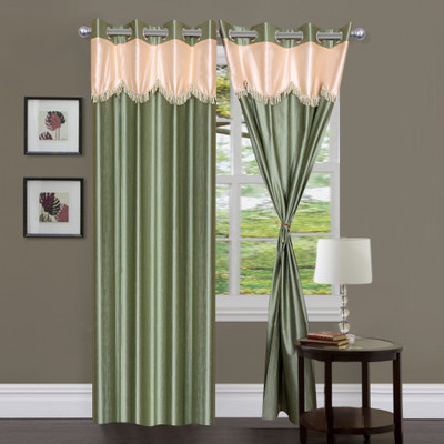 

Panipat Textile Hub 152.4 cm (5 ft) Polyester Window Curtain (Pack Of 6)(Floral, Green)