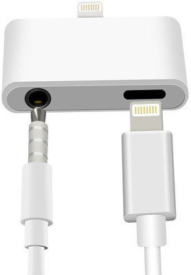 

NewveZ 2in1 3.5mm Audio Jack And Lightning Extension Charging Port For iphone Headphone Adapter(White)