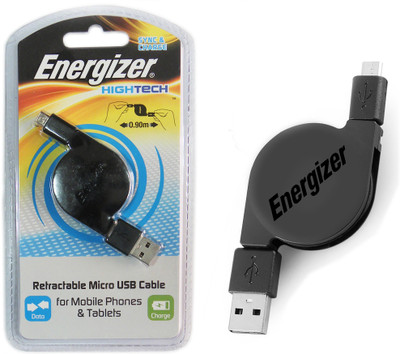 

Energizer Hightech Retractable .90M Data Sync & Charge Micro USB Cable(Black)