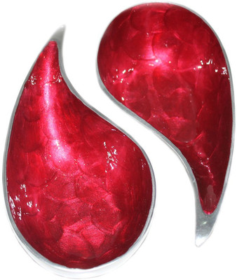 

sarvsiddhi Twin Serving bowl - Red Aluminium Decorative Platter(Red, Pack of 2)