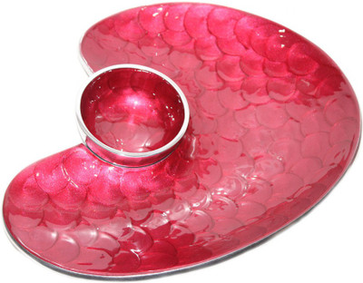 

sarvsiddhi Chip - Dip Platter - Red Aluminium Decorative Platter(Red)