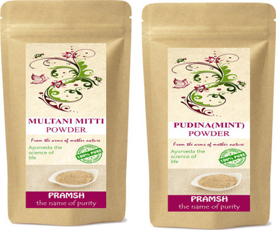 

Pramsh Premium Quality Multani Mitti & Pudina Leafs Powder Combo 100gm Each(200 g)